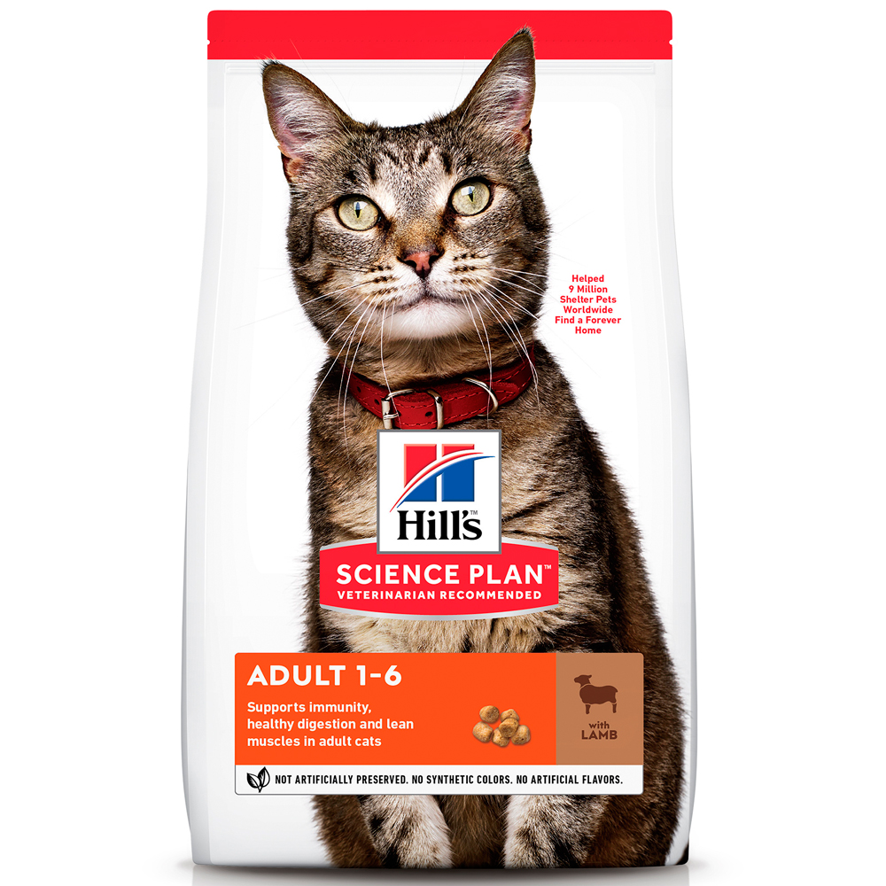 Hill`s SP Optimal Care для взрослых кошек для поддержания жизненной энергии и иммунитета, с ягненком Фото