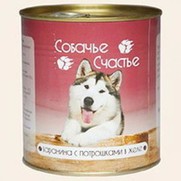 Фото Собачье счастье консервы для собак Баранина с потрошками в желе