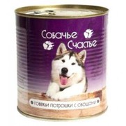 Фото Собачье счастье консервы для собак Говяжьи потрошки с овощами в желе