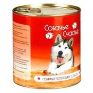 Фото Собачье счастье консервы для собак Говяжьи потрошки с рисом