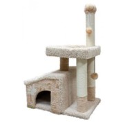 Фото Зооник Комплекс д/кошек с домом и большой лежанкой, мех одн.+ковролин высоковорсн 640*470*1030мм беж