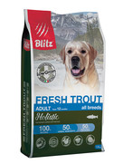 Фото Blitz Holistic Блиц низкозерновой сухой корм для взрослых собак свежая форель