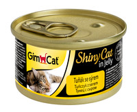 Фото Gimcat Shiny Cat консервы для кошек тунец с сыром в желе