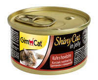 Фото Gimcat Shiny Cat консервы для цыпленок с говядиной в желе