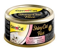 Фото Gimcat Shiny Cat Filet консервы для кошек цыпленок с креветками