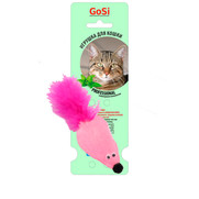 Фото Petto GoSi Игрушка Мышь с мятой розовый мех с хвостом из лент