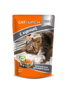 Фото Cat lunch паучи для кошек кусочки в желе с курицей 