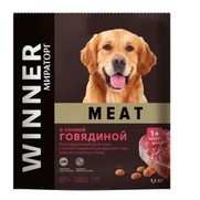 Фото Winner Meat сухой полнорационный корм для взрослых собак средних и крупных пород с сочной говядиной