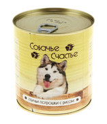 Фото Собачье счастье консервы для собак Птичьи потрошки с рисом