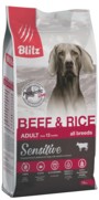 Фото Blitz Adult Beef&Rice сухой корм для взрослых собак Говядина и рис