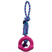Фото Trixie 33191 игрушка кольцо на веревке, 12см/41см, натуральная резина, хлопок