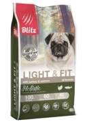 Фото Blitz Holistic Light & Fit беззерновой сухой корм для собак склонных к лишнему весу Индейка/Лосось