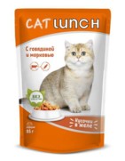 Фото Cat lunch паучи для кошек кусочки в желе говядина с морковью