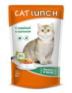 Фото Cat lunch паучи для кошек кусочки в желе индейка с кроликом