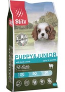 Фото Blitz Puppy&Junior низкозерновой сухой корм для щенков и юниоров Утка/Ягнёнок