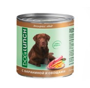 Фото Дог Ланч экспресс-обед консервы тушеные для собак с бараниной и овощами