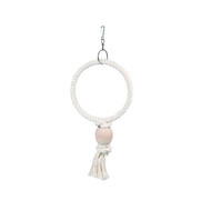 Фото Flamingo игрушка для птиц кольцо веревочное с шаром белое