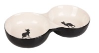 Фото Flamingo Nala миска керамическая для кошки двойная черный/белый