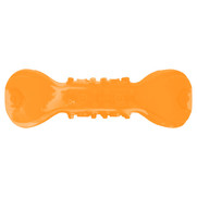 Фото Mr.Kranch игрушка для собак Гантель дентальная с пищалкой 22 см оранжевая с ароматом бекона