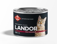 Фото Landor Ландор полнорационный влажный корм для кошек утка с брусникой