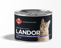 Фото Landor Ландор полнорационный влажный корм для кошек кролик с черникой