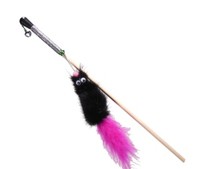 Фото GoSi Игрушка для кошек Махалка Мышь норка М с хвостом перо на веревке