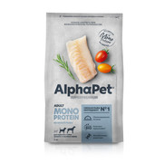 Фото AlphaPet Monoprotein сухой корм для взрослых собак средних и крупных пород из белой рыбы