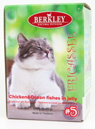 Фото Berkley Fricassee Беркли Фрикассе №5 пауч для кошек паштет Курица с Океанической рыбой в желе