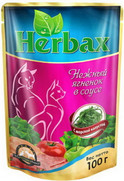 Фото Herbax паучи для кошек нежный ягненок в соусе с морской капустой