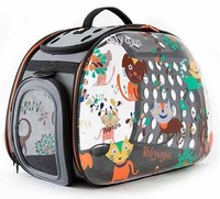 Фото Ibiyaya - Ибияя складная сумка-переноска для собак и кошек до 6 кг прозрачная дизайн Cats&Dogs 