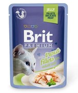 Фото Brit Premium Jelly Trout fillets Брит для кошек кусочки филе форели в желе пауч