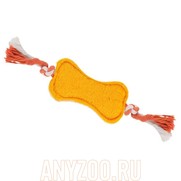 Фото Triol Триол игрушка для собак из люфы Кость на веревке, 17 см LF06
