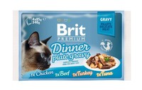 Фото Brit Premium Dinner Plate Grav Брит для кошек набор паучей кусочки в соусе 4*85гр