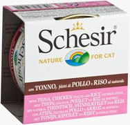 Фото Schesir - консервы для кошек с Тунцом, Куриным филе и рисом