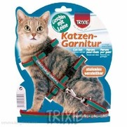 Фото Trixie Шлейка для кошек с вышивкой и поводком, нейлон 22-36см*10мм