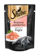 Фото Sheba Pleasure паучи для кошек форель с креветками в соусе