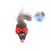 Фото PETTO Игрушка Мышь с норковым хвостом МИККИ GoSi этикетка кружок 