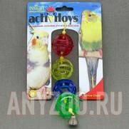 Фото J.W. Игрушка для птиц цепочка из решетчатых шариков с колокольчиком пластик