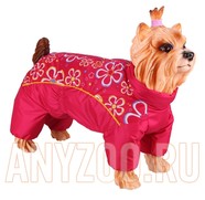 Фото Dezzie Комбинезон для собак породы Ши-тцу, красный с цветами, девочка, болонья 5635501