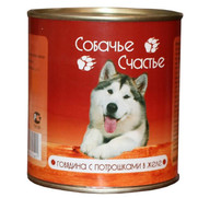 Фото Собачье счастье консервы для собак Говядина в желе