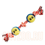 Фото Triol Триол Игрушка для собак Веревка с 3-мя узлами и 2-мя мячами