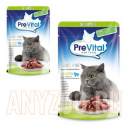 Фото Prevital Naturel паучи для стерилизованных кошек кусочки в соусе с лососем