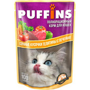Фото Puffins Паффинс Пауч для кошек Телятина/печень в соусе