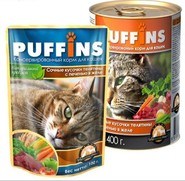 Фото Puffins Паффинс консервы для кошек Телятина/печень в желе